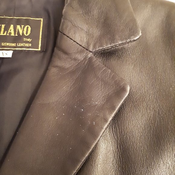 Women Black Leather Blazer - Picture 5 of 6